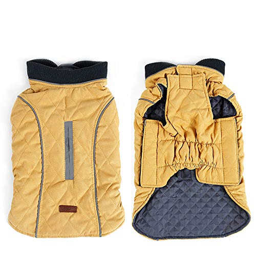 BePetMia Chaqueta de Invierno para Perros, Abrigo con 7 Tallas para Perros pequeños, medianos y Grandes, Traje de Nieve a Prueba de Viento, Ropa para Perros de línea Reflectante (XXL, Amarillo)