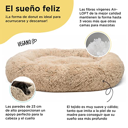 Best Friends by Sheri The Original Calming Donut - Cama para perros y gatos - Funda de pelo sintético con cremallera de quita y pon - Lavable a máquina - Marrón grisáceo - 114 x 114 cm - XL