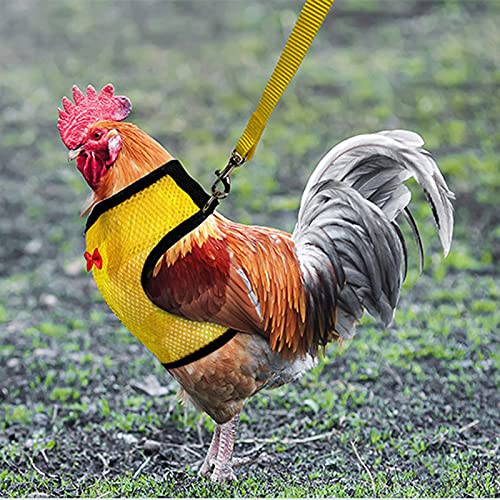 BestSiller Arnés de pollo de malla suave, correa de chaleco de mascota, arnés de pollo ajustable con correa ajustable de malla de uso para perro, pato, gato, 5 tamaños