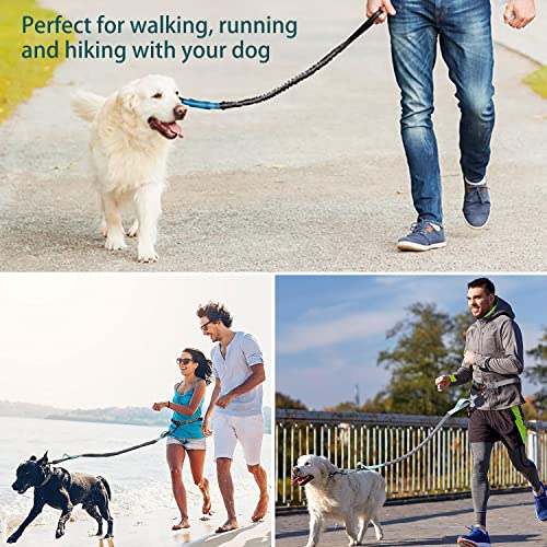 BIGLUFU Correas para Perros Manos Libres para Correr, Caminar, Senderismo, Manos Libres retráctiles para Perros Leash Bungees Dobles Reflectantes (Negro)