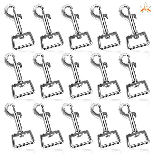 Bigxin 15Pcs Gancho de Correa para Perros Mosqueton Giratorio para Perros, Clip de Correa para Mascotas, Mosquetones de Aleación de Zinc, Carga 180 kg, Mosquetón para Correa Perro (6.5*3.3CM)