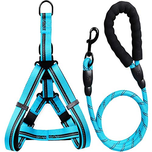 Biluer Arnés y Plomo para Perro, 2PCS Arnés para Perro Arnés de Coche para Perro Arnés Cachorro Arnés de Chaleco para Mascotas para Perros Es Ideal para Caminar A Diario Trotar Entrenar Cazar