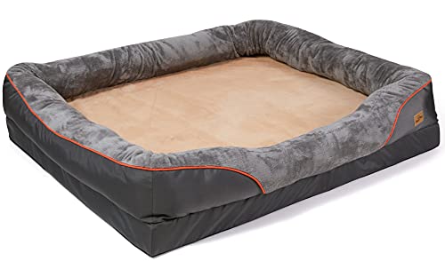 BingoPaw Cama Perro Grande,Cama para Perros Grandes 145x120cm XXXXL Cama Relajante Perros con Espuma Ortopedica Viacoelastica y Funda Desenfundable Lavable Sofa Perro Impermeable y Antideslizante Gris