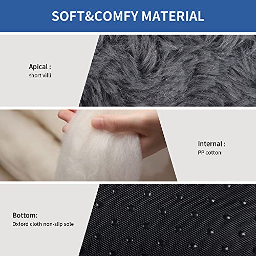 BLEVET Cojín del Animal Doméstico de La Felpa del Cortocircuito de La Cama del Gato del Perro, Colchón Suave para Dormir Disponible en Todas Las Estaciones MZ136 (L, Grey)