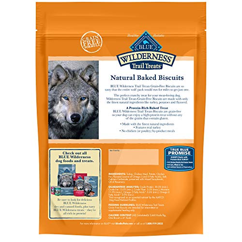 Blue Buffalo Wilderness Trail Treats - Galletas para Perros crujientes sin Granos de Alta proteína, Receta de Pavo Bolsa de 24 onzas