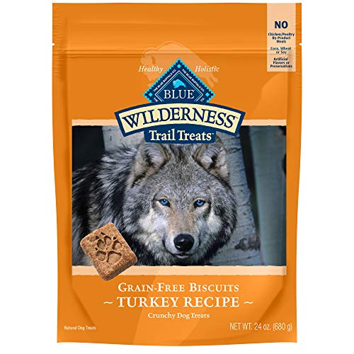 Blue Buffalo Wilderness Trail Treats - Galletas para Perros crujientes sin Granos de Alta proteína, Receta de Pavo Bolsa de 24 onzas