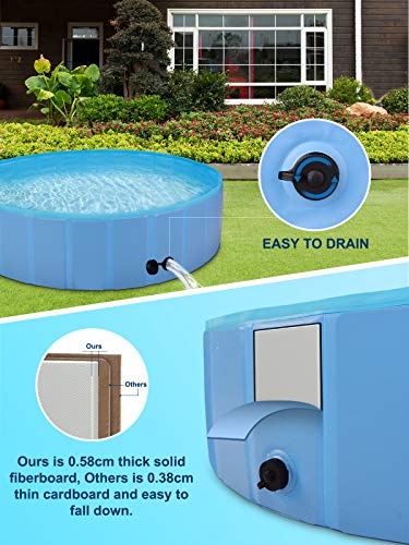 BlueFire Piscina para perros de 120 x 30 cm, plegable, fácil de montar, PVC antideslizante, para perros pequeños, mascotas y niños