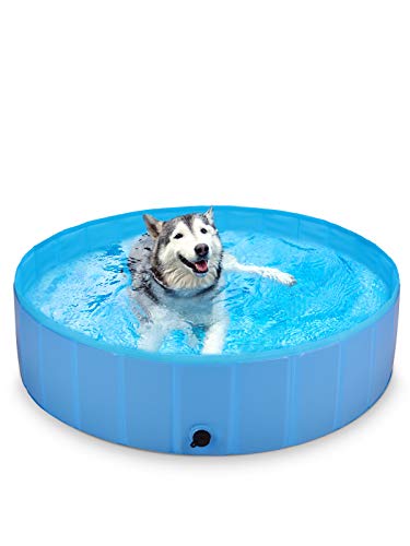 BlueFire Piscina para perros de 120 x 30 cm, plegable, fácil de montar, PVC antideslizante, para perros pequeños, mascotas y niños