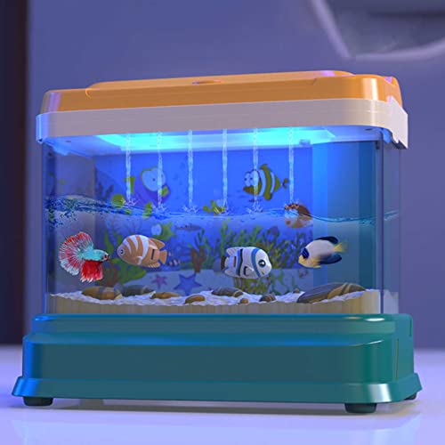 BMDHA Juguetes De Acuario Falsos, Peces Flotantes De PláStico Juguetes De Acuario Juego De Pesca Divertido para NiñOs, Figuras De Peces para Pecera, con MúSica Y Luces