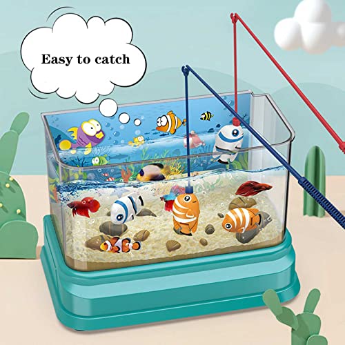 BMDHA Juguetes De Acuario Falsos, Peces Flotantes De PláStico Juguetes De Acuario Juego De Pesca Divertido para NiñOs, Figuras De Peces para Pecera, con MúSica Y Luces