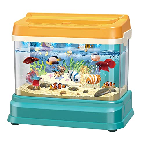 BMDHA Juguetes De Acuario Falsos, Peces Flotantes De PláStico Juguetes De Acuario Juego De Pesca Divertido para NiñOs, Figuras De Peces para Pecera, con MúSica Y Luces