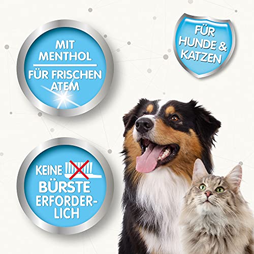 Boca Agua para Perros y Gatos, Agua Potable Adicional contra halitosis en Perros & Gatos | fertiliza Plaque | Previene Dientes Piedra Antes | con mentol | 250 ml