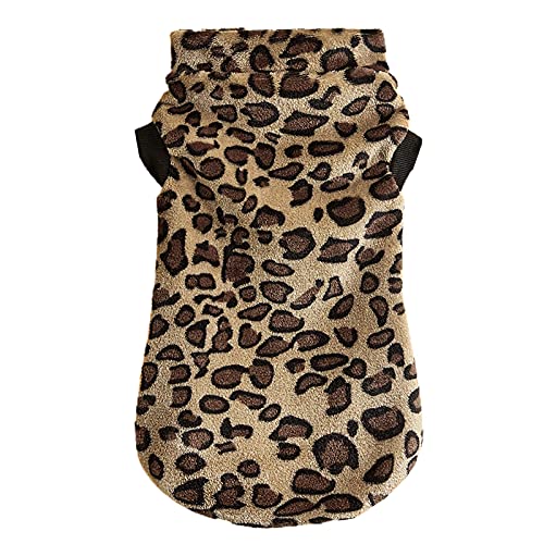 Bodhi2000 Sudaderas con Capucha para Perro, Abrigo para Cachorros con Estampado de Leopardo, Ropa para Mascotas Caqui L