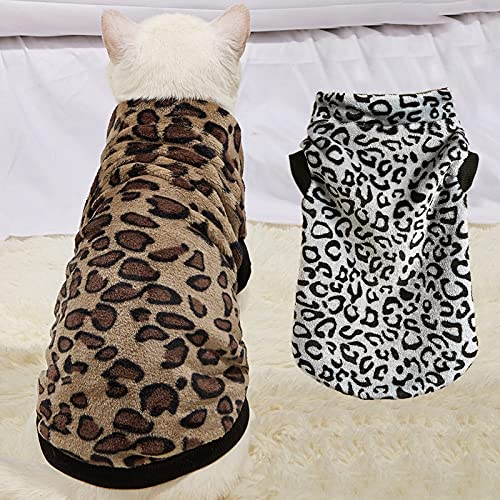 Bodhi2000 Sudaderas con Capucha para Perro, Abrigo para Cachorros con Estampado de Leopardo, Ropa para Mascotas Caqui L