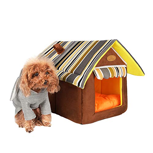 BOENTA Caseta Perro Interior Cueva Gato Interior Casa De Mascotas Portátil Cama De Perro De Peluche Cama del Perro De Lujo Cama del Perro Blue,Small