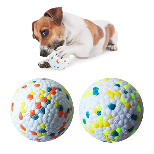 Bola Interactiva Perros,2 pcs Pelota Juguete Masticar,Pelota Perro Indestructible,para Perros Pequeños Medianos Grandes para Masticar en Interiores y Exteriores (3 "Azul-Verde + 3" Naranja-Rojo)