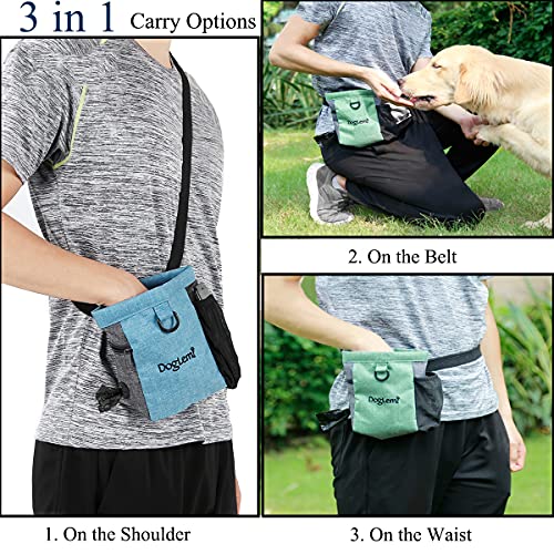 Bolsa de Entrenamiento para Perros con Magnético Apertura y Bandolera Ajustable, Resistente al Agua Alimentos Bolso Perro con Cremallera, Bolsa Mascotas Golosinas Perro Alimentos Dog Treat Bag (Azul)