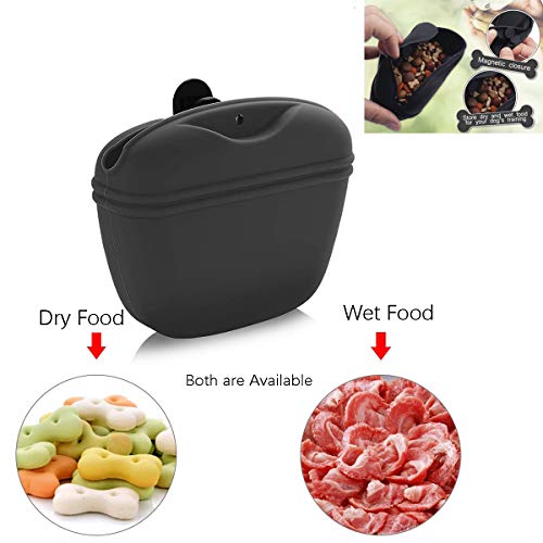 Bolsa de golosina para perros para entrenamiento de silicona, cierre iman, Bolsas Premios Perro pequeños con clip para cintura, clicker para Mascotas con bolsa de Comida de recompensa para cachorros