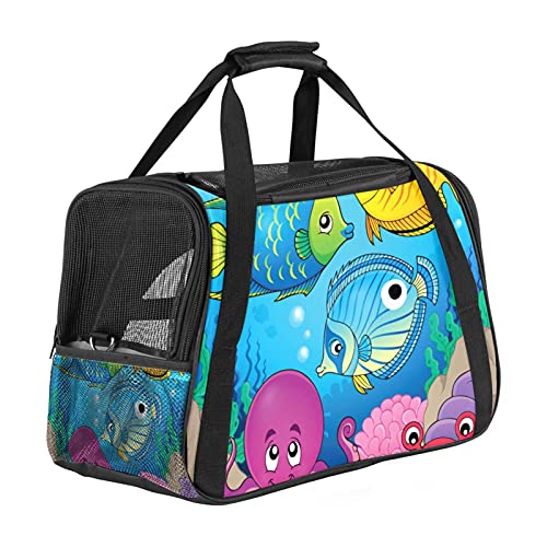 Bolsa De Transporte para Mascotas Cangrejo Pulpo Pescado Transportadora para Gato Bolsa De Viaje para Mascotas Plegable De Transporte En Tren Auto Avión 43x26x30 cm