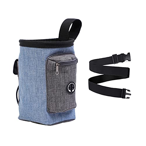 Bolsa Premios Perro Adiestramiento Canino Dispensador Bolsas Caca Perro Con Ajustable Para Cinturón Bolsa Para Chuches Perro Para Alimentación De Entrenamiento Para Perros Y Gatos, Azul 17x15cm