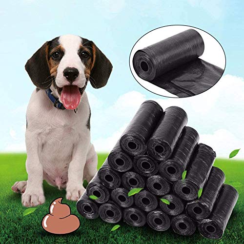 Bolsas para Excrementos de Perro, 20 Rollos, 300 Bolsas Caca de Perro Bolsa de Basura para Mascotas (Bolso Negro, 20 Rollos , 300 Bolsos)