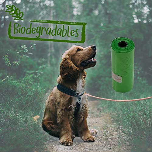 Bolsas recoge excrementos biodegradables y dispensador con clip hueso. Bolsas desechos perros. (45). Ref.51250