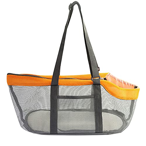 Bolso malla mascotas aire libre, bolsa transporte mascotas plegable, bolsa viaje portátil para mascotas, transpirable, visión panorámica, bolsa transporte cachorros, perros pequeños, gatos (naranja)