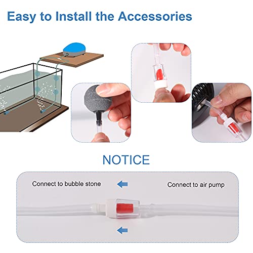 Bomba Aire Acuario,20-40db Oxigenador Acuario, 3W Bomba de Oxígeno, con Accesorios Válvula y Tubo de Retención de Piedra de Aire