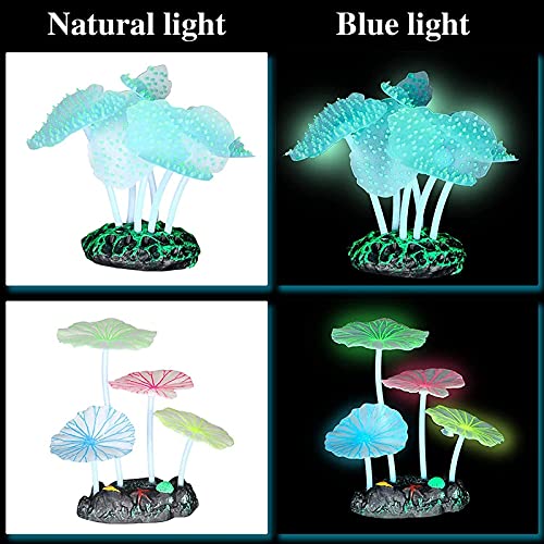 Bopfimer Algas luminosas, anémona de mar, coral de imitación, medusas, hoja de loto, hongos para acuario pecera decoración luminosa