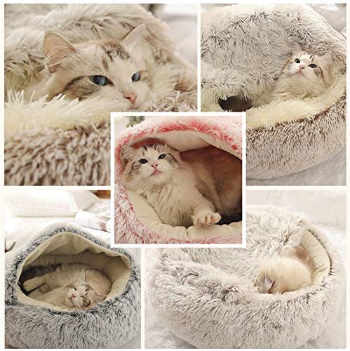 BoruisX Cama grande para gatos, acogedora cueva para perros, tienda de campaña, cálida cama para cachorros, suave cojín antideslizante lavable (50 x 50 cm, gris2)