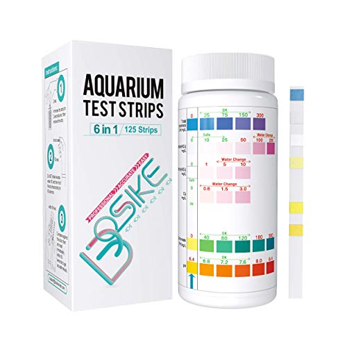 BOSIKE Kit 6 en 1 Tiras Reactivas para Acuarios y Peceras - 125 Test para Acuario de Agua Dulce como Medidor de la Dureza Total, el Nitrato, Nitrito, Cl2, Carbonato, Amoníaco y pH