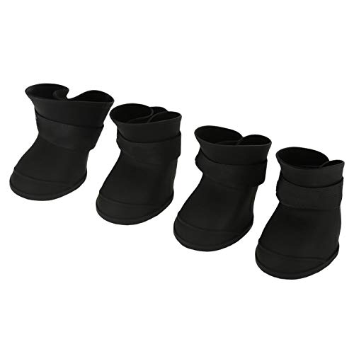 Botas impermeables para mascotas, protección para patas de perro, zapatos para lluvia y nieve para perros, botas de silicona antideslizantes para perros pequeños, medianos, gatos, cachorros(Black-M)