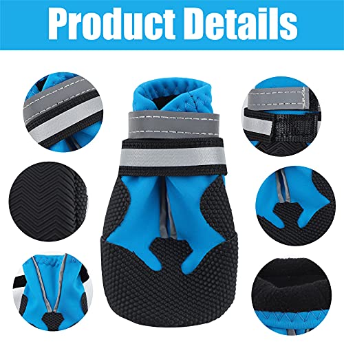 Botas para Perros,4 Piezas zapatos impermeables para perros con correas reflectantes,suela antideslizante,protectores de patas para exteriores,zapatos para perros,para perros pequeños y medianos (XL)