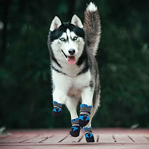 Botas para Perros,4 Piezas zapatos impermeables para perros con correas reflectantes,suela antideslizante,protectores de patas para exteriores,zapatos para perros,para perros pequeños y medianos (XL)