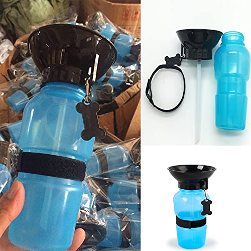 Botella de Agua para Perros de 500 ml, Botella de Agua para Mascotas Portátil, Botella de Agua Portátil para Perros, Se Utiliza para Acampar, Caminar, IR de Excursión (Azul)