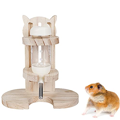 Botella para Beber Roedores, Dispensador de Agua para Animales Pequeños, Dispensador de Agua de Hámster, con Soporte de Madera Ajustable, para Hámsters Enanos, Hámsters Dorados, Ratones Colores