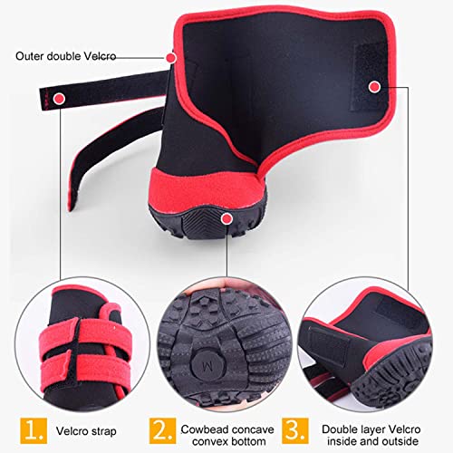 Botines para Perros Invierno Lluvia Nieve Impermeable Goma Antideslizante Zapatos con Correas Ajustables Cachorros Calzado Cómodo Transpirable,Red,Medium