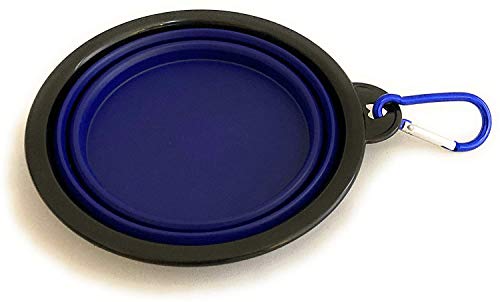 Bowl Plegable para Perros y Gatos - Comedero para Mascotas - Recipiente Portátil para Viajes - Cuenco de Agua Portable con Gancho de Metal Fácil de Llevar - Comedero y Bebedero (Azul)