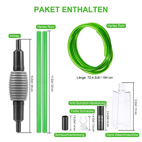 boxtech Aquarium Water Change, Kit de limpieza de grava para acuarios con sifón para cambiar el agua y limpiar la arena