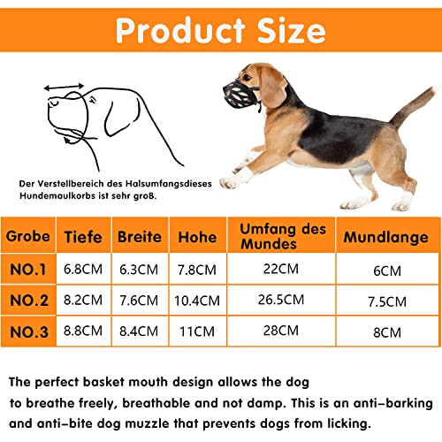 Bozal Perro, Bozal Perro Ajustables, Bozal Entrenamiento, Bozal Perro Transpirabl, para Perros Pequeños Medianos, Anti-mordedura Bozal para Perros para Evitar Ladridos, Morder y Masticar (NO.3)