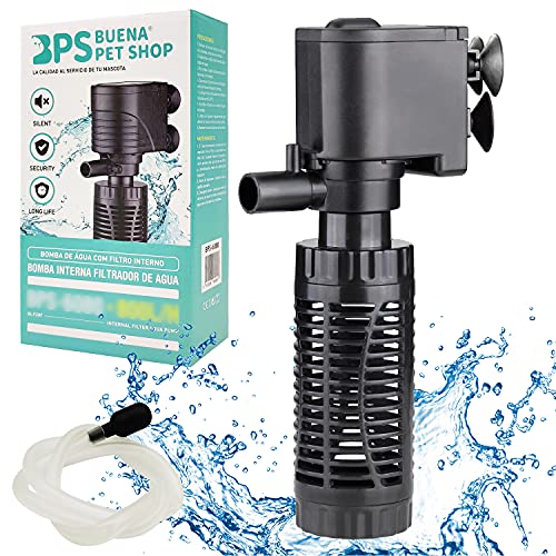 BPS Bomba Sumergible para Acuario con Filtro 4W 400L/H Bomba de Agua Filtrador Tanque para Pecera Estanque Hidropónico 15x7.5 cm BPS-6078