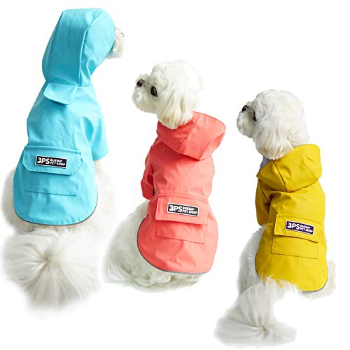 BPS Chubasqueros Impermeables para Mascotas Perros Impermeables con Capucha Bolsillo para Perro Pequeño Mediano y Grande con Material 100% Poliéster (XXL, Rojo) BPS-9704RJ