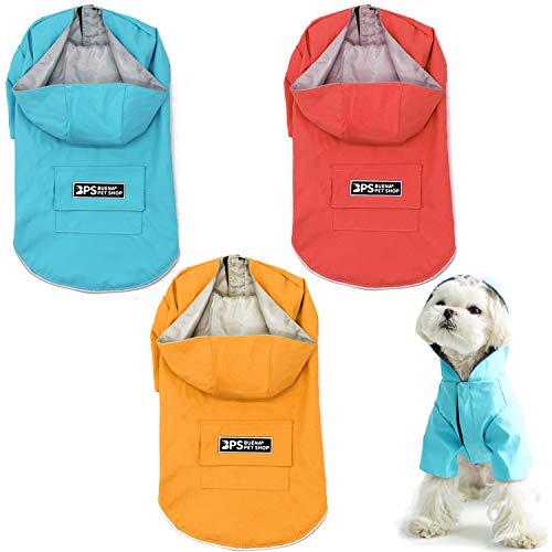 BPS Chubasqueros Impermeables para Mascotas Perros Impermeables con Capucha Bolsillo para Perro Pequeño Mediano y Grande con Material 100% Poliéster (XXL, Rojo) BPS-9704RJ