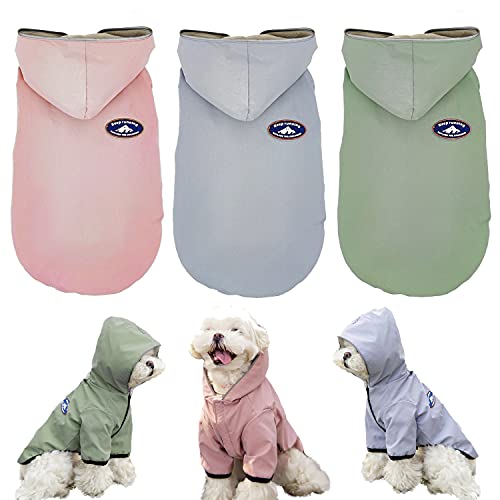 BPS Chubasqueros Impermeables para Mascotas Perros Impermeables con Capucha Bolsillo para Perro Pequeño Mediano y Grande con Material 100% Poliéster (M, Verde Claro) BPS-16495VE