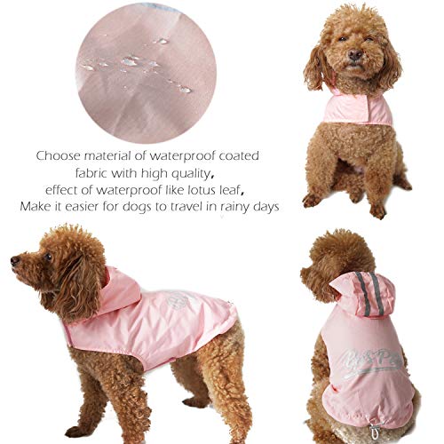 BPS Chubasqueros Impermeables para Mascotas Perros, Impermeables con Capucha para Perro Pequeño Mediano y Grande con Material 100% Poliéster (Caramelo Rosado, 25cm) BPS-9605RS