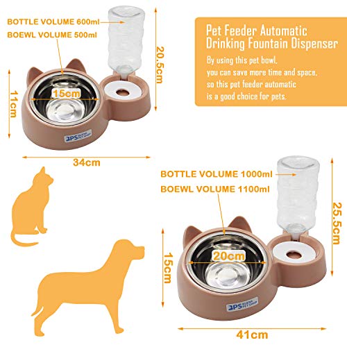 BPS Comedero y Bebedero Automático para Gatos y Perros Antisalpicaduras Dispensador Agua Alimentador Automatico Fuentes para Mascotas Tamaño M/L (M) BPS-5720