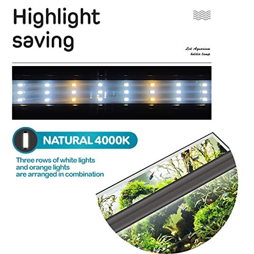 BPS Luz LED para Acuario Lámpara de Acuario 4000K Impermeable con Soporte Extensible (20W) BPS-6136