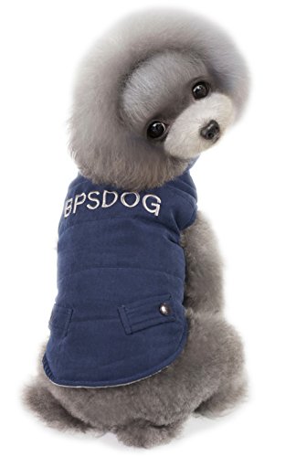 BPS® Ropa para Perros Mascotas Chaqueta para Perros Abrigo para Perros Ambos Lados Usan 4 Tamaños 3 Colores para Elegir Producto Profesional (Azul Oscuro, 25cm) BPS-9045AO