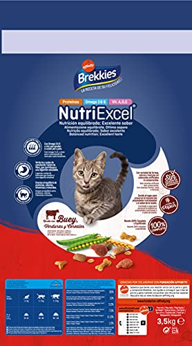 Brekkies Pienso para Gatos con Buey, Verduras y Cereales 3,5kg 3500 g