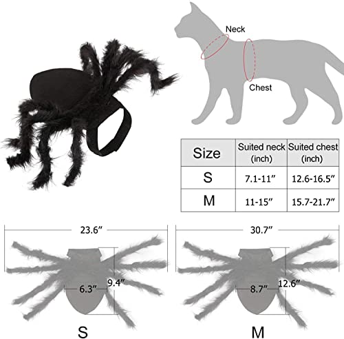 BRONG - Disfraz de Halloween para gatos y perros pequeños, diseño de araña, ajustable, para Halloween, cosplay, decoración de fiesta (S)